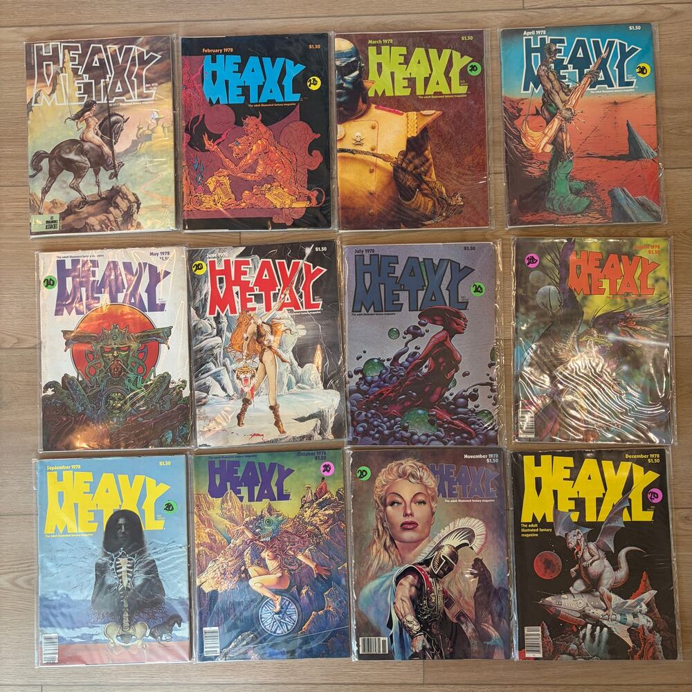Vintage Heavy Metal Magazine LOT 12 Issues Full Run January 1978 - December 1978
